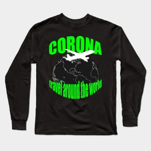 Corona Reise um die Welt Neonfarben Long Sleeve T-Shirt